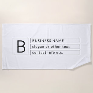 Stylish Monogram & Business Name (or other text) Beach Towel
