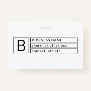 Stylish Monogram & Business Name (or other text) ID Badge