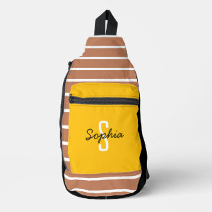 Stylish Monogram Calligraphy Name Yellow Caramel Sling Bag