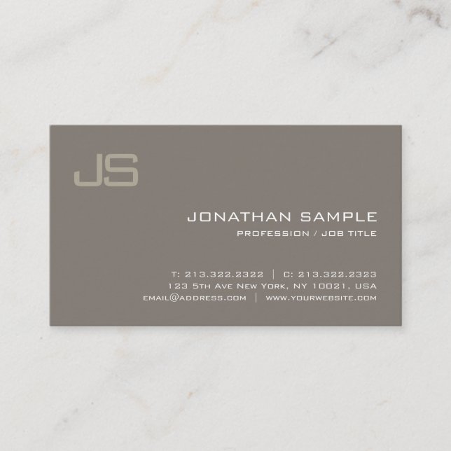 Stylish Monogram Design Modern Professional Plain Business Card (Front)
