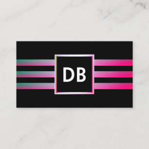 Stylish Monogram Glamour Striped Business Card