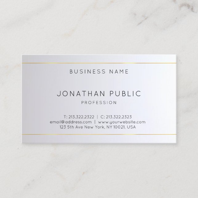 Stylish Monogram Gold Silver Elegant Template Business Card (Front)
