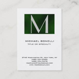 Stylish Monogram Green Stripe White Business Card