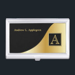 Stylish Monogram in Black and Gold Business Card Holder<br><div class="desc">Professional Business Card Holders. ✔NOTE: ONLY CHANGE THE TEMPLATE AREAS NEEDED! 😀 If needed, you can remove the text and start fresh adding whatever text and font you like. 📌If you need further customisation, please click the "Click to Customise further" or "Customise or Edit Design" button and use our design...</div>