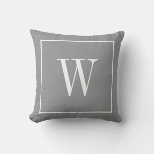 Stylish Monogram Inital Modern Trendy Grey White Cushion