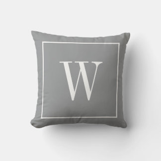 Stylish Monogram Inital Modern Trendy Grey White Cushion