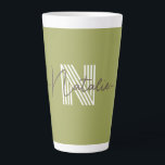 Stylish monogram initial and calligraphy Olive Latte Mug<br><div class="desc">Lovely natural olive green for nature lovers.</div>