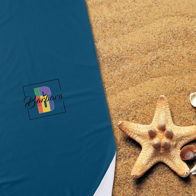 Stylish monogram initial colour letter B ocean blu Beach Towel (Creator Uploaded)