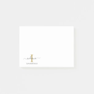 Stylish Monogram Initial Elegant Script Personal Post-it Notes