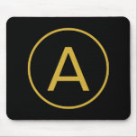 Stylish Monogram Initial Letter Gold Colour Black Mouse Pad<br><div class="desc">To gain trust in the business world,  you need a design that will truly represent you. This simple,  modern,  minimalist design will help you a lot.</div>