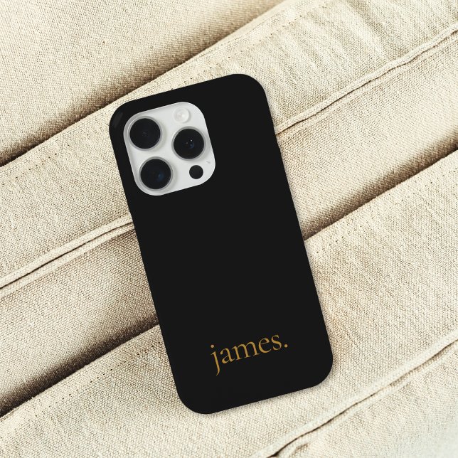 Stylish Monogram Masculine Feminine Black Gold Case-Mate iPhone Case (Creator Uploaded)