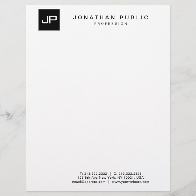 Stylish Monogram Minimalist Template Modern Trendy Custom Letterhead (Front)