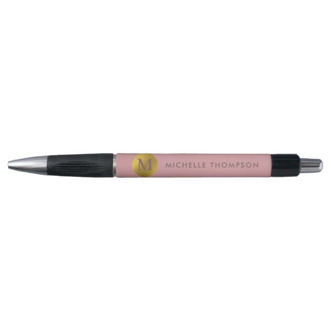 Stylish Monogram Modern Elegant Blush Pink Gold (Front)
