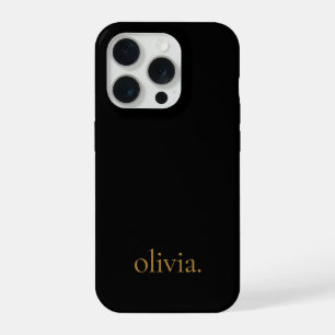 Stylish Monogram Modern Minimalist Black Gold iPhone 15 Pro Case