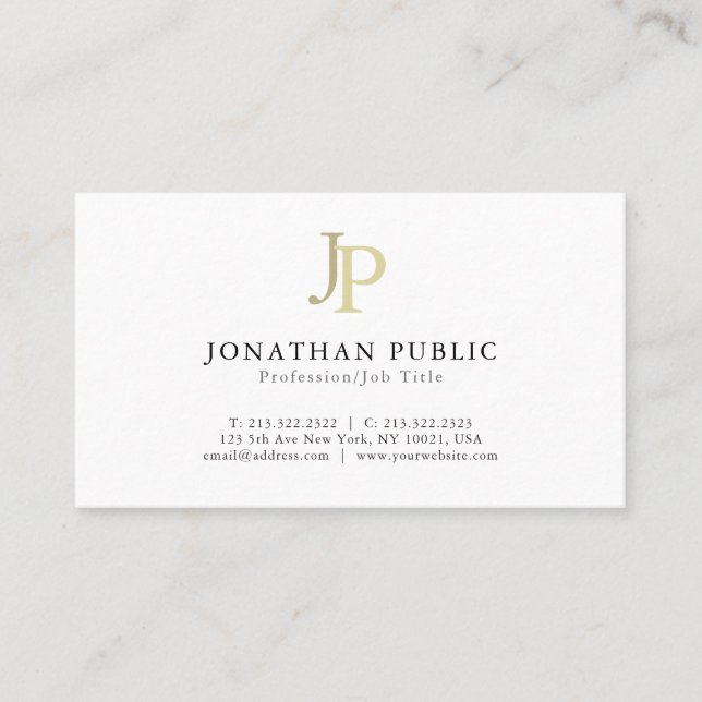 Stylish Monogram Modern Minimalist Chic Plain Business Card (Front)