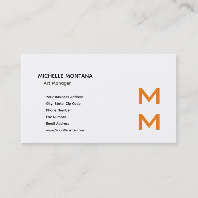 Stylish Monogram Modern Minimalist Plain Business Card (Front)