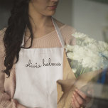 Stylish Monogram | Modern Minimalist White Script Apron<br><div class="desc">A simple stylish custom monogram design in an informal casual handwritten script typography in striking monochrome black and white. The monogram can easily be personalised to make a design as unique as you are! The perfect trendy bespoke gift or accessory for any occasion.</div>