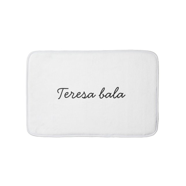Stylish Monogram Modern Minimalist White Script Bath Mat (Front)