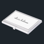 Stylish Monogram | Modern Minimalist White Script Business Card Holder<br><div class="desc">A simple stylish custom monogram design in an informal casual handwritten script typography in striking monochrome black and white. The monogram can easily be personalised to make a design as unique as you are! The perfect trendy bespoke gift or accessory for any occasion.</div>