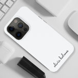 Stylish Monogram | Modern Minimalist White Script iPhone 15 Pro Case<br><div class="desc">A simple stylish custom monogram design in an informal casual handwritten script typography in striking monochrome black and white. The monogram can easily be personalised to make a design as unique as you are! The perfect trendy bespoke gift or accessory for any occasion.</div>