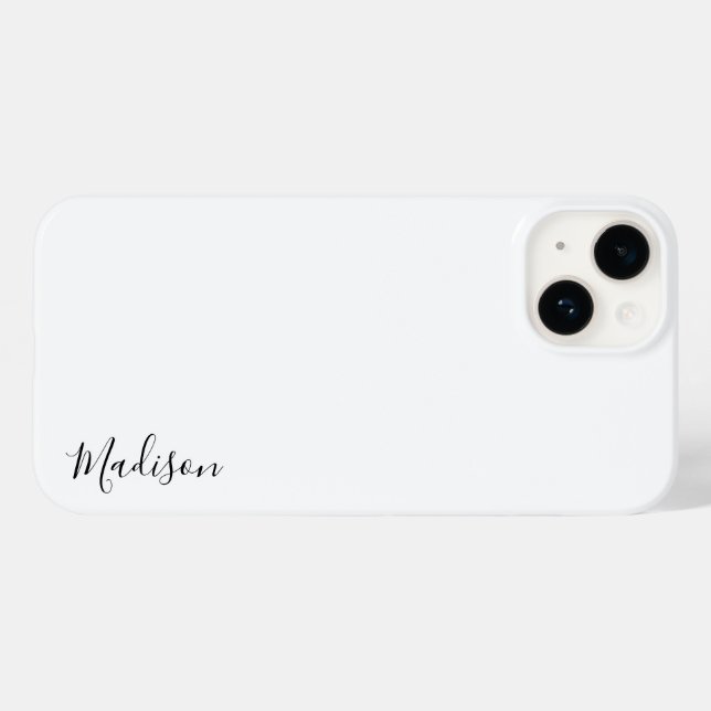 Stylish Monogram Modern Minimalist White Script Case-Mate iPhone Case (Back (Horizontal))