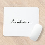 Stylish Monogram | Modern Minimalist White Script Mouse Pad<br><div class="desc">A simple stylish custom monogram design in an informal casual handwritten script typography in striking monochrome black and white. The monogram can easily be personalized to make a design as unique as you are! The perfect trendy bespoke gift or accessory for any occasion.</div>