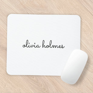 Stylish Monogram   Modern Minimalist White Script Mouse Pad
