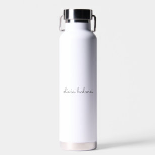 Stylish Monogram   Modern Minimalist White Script Water Bottle