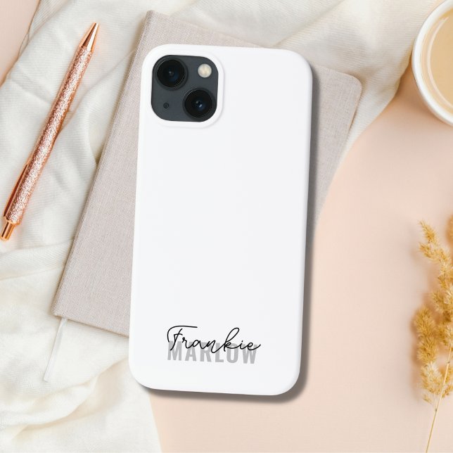 Stylish Monogram Modern Script Minimalist White Ca iPhone Case (Creator Uploaded)