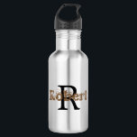 Stylish Monogram Name Initial Modern  532 Ml Water Bottle<br><div class="desc">Handsome Monogram Name Initial Modern Chic stainless steel water bottle. Black and Brown Stylish Monogram with custom Name & Initial Stainless Steel Drink Bottle  Makes a perfect gift for employees,  customers,  family,  students,  birthdays and any occasion!  This Zazzle template makes it easy to customise your own text.</div>