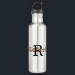 Stylish Monogram Name Initial Modern  710 Ml Water Bottle<br><div class="desc">Handsome Monogram Name Initial Modern Chic stainless steel water bottle. Black and Brown Stylish Monogram with custom Name & Initial Stainless Steel Drink Bottle  Makes a perfect gift for employees,  customers,  family,  students,  birthdays and any occasion!  This Zazzle template makes it easy to customise your own text.</div>