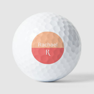 Stylish Monogram Name Peach Typography Golf Balls
