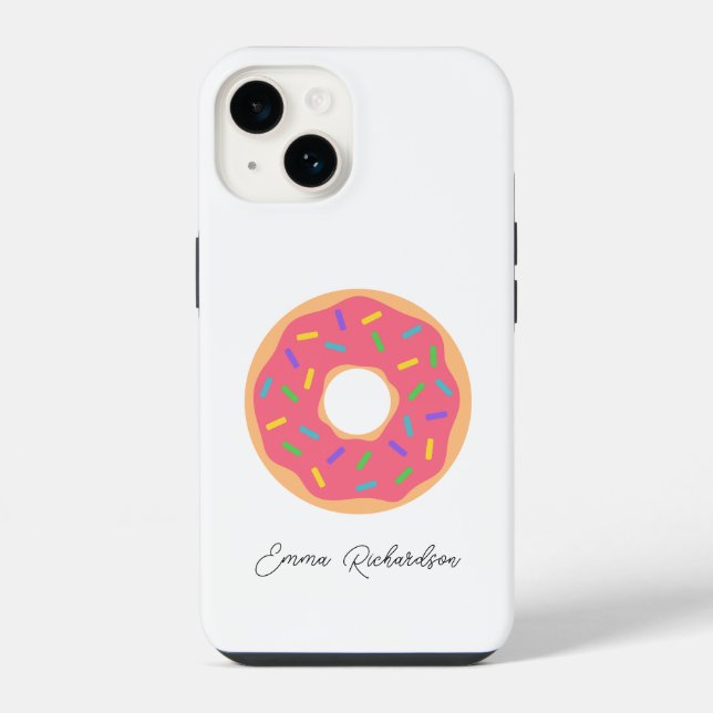 Stylish Monogram Name Script Simple Modern Doughnu iPhone Case (Back)