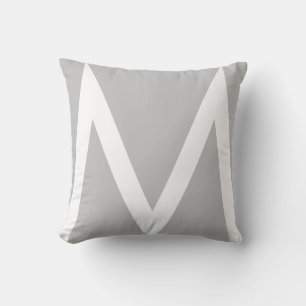 Stylish Monogram on Light Silver Grey Cushion