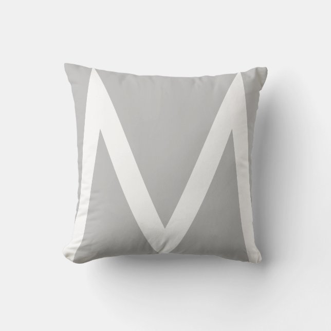 Stylish Monogram on Light Silver Grey Cushion (Front)