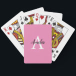 Stylish Monogram Pink Playing Cards<br><div class="desc">Stylish Monogram Pink Playing Cards featuring an elegant arrangement of name and monogram initial on a pretty pink background. The design is easy to personalise by typing the name and initial of your choice into the online personalisation template before ordering cards.</div>