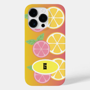 Stylish Monogram Pink & Yellow Case-Mate iPhone 14 Pro Case