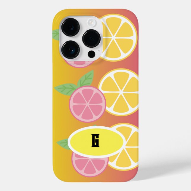 Stylish Monogram Pink & Yellow  Case-Mate iPhone Case (Back)