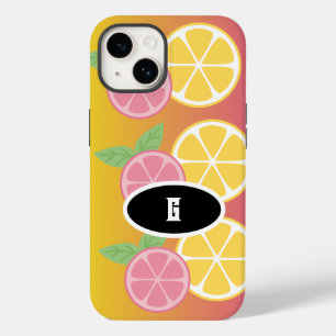 Stylish Monogram Pink & Yellow Case-Mate iPhone 14 Case