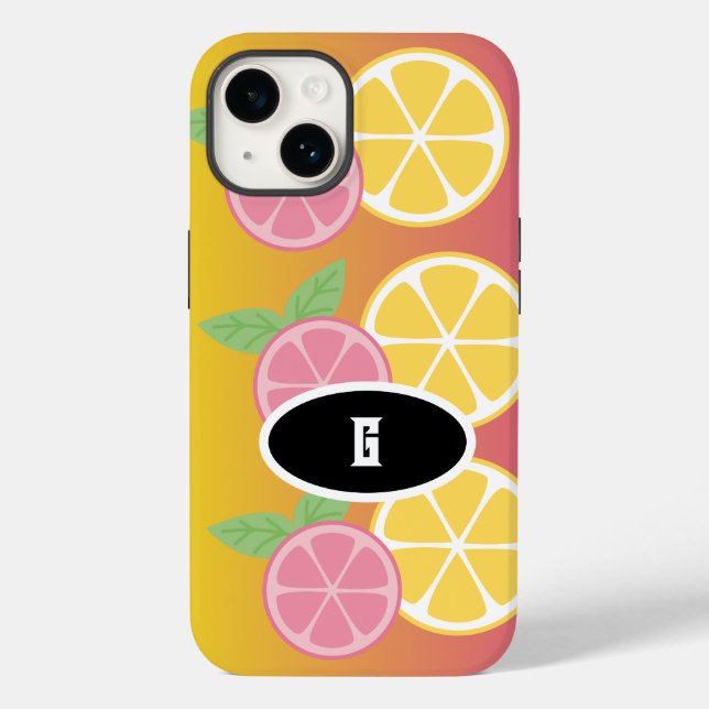 Stylish Monogram Pink & Yellow  Case-Mate iPhone Case (Back)