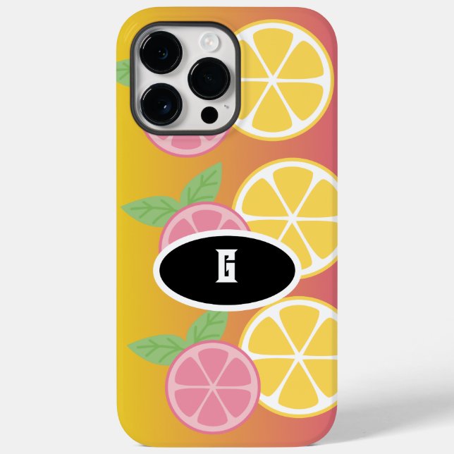 Stylish Monogram Pink & Yellow Case-Mate iPhone Case (Back)