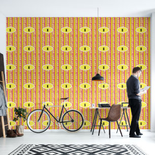 Stylish Monogram Pink & Yellow Wallpaper