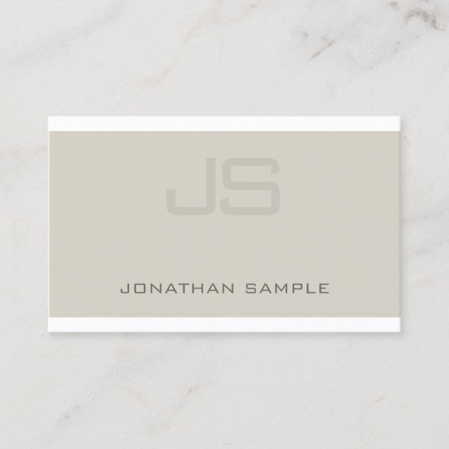 Stylish Monogram Professional Chic Plain Modern Business Card (Front)
