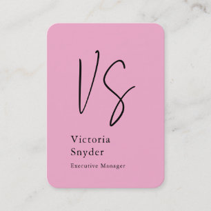 Stylish Monogram Professional Light Pink Business Card