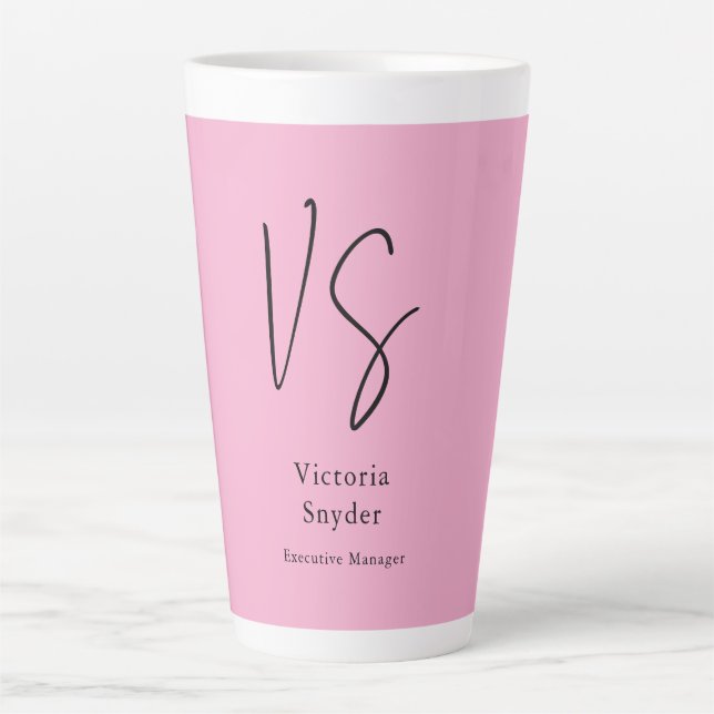 Stylish Monogram Professional Light Pink Latte Mug (Front)