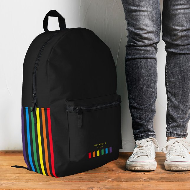 Stylish Monogram Rainbow Pride Stripes  Printed Backpack (Stylish Monogram Rainbow Pride Stripes Printed Backpack
)