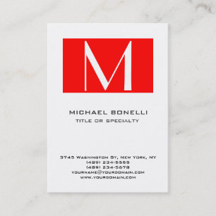 Stylish Monogram Red White Simple Business Card