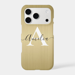 Stylish Monogram Script Faux Gold Metal Steel