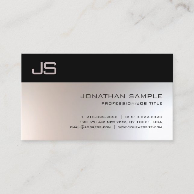 Stylish Monogram Simple Glamour Professional Plain Business Card (Front)