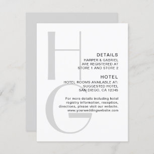 Stylish Monogram. Simple modern wedding details En Enclosure Card